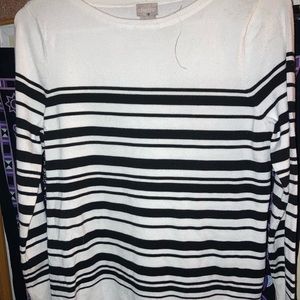 White, and black striped sweat shirt
